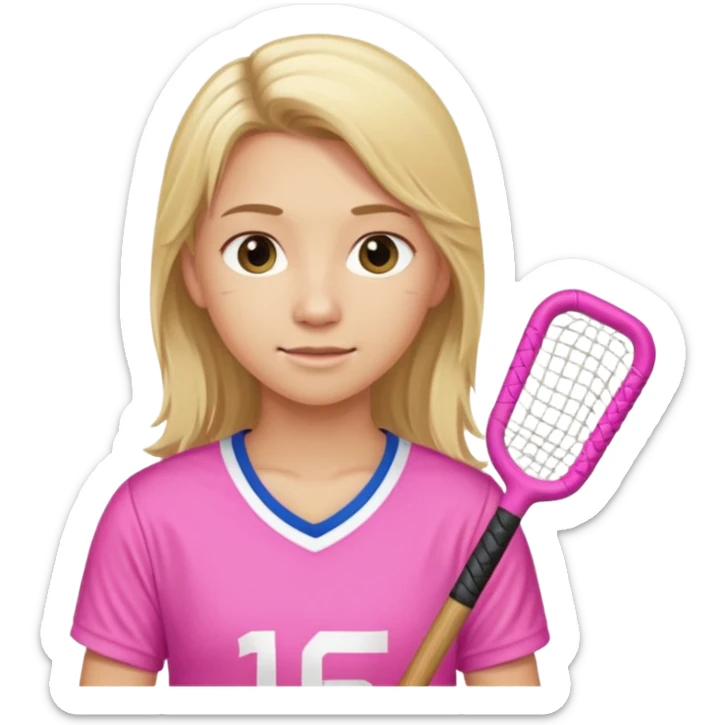 feild hockey w/ stick  player blond cute long hair and pink jersy sticker