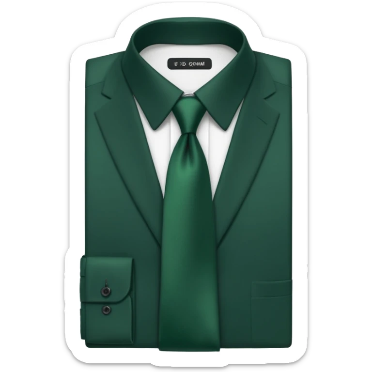 men's dark green tie on white shirt, minimalism, no emojis or faces, iOS emoji style sticker