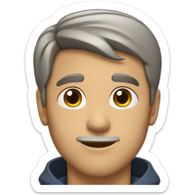 A middle-aged young man with short brown hair, brown eyes, and a slight chin sticker