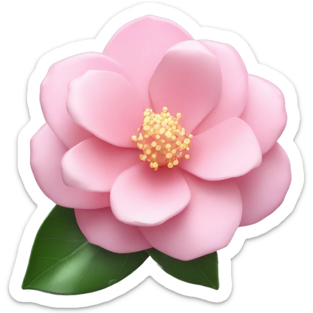 Camellia "A perfectly shaped pastel pink camellia flower with glossy, glowing petals and subtle sparkles at its base." sticker