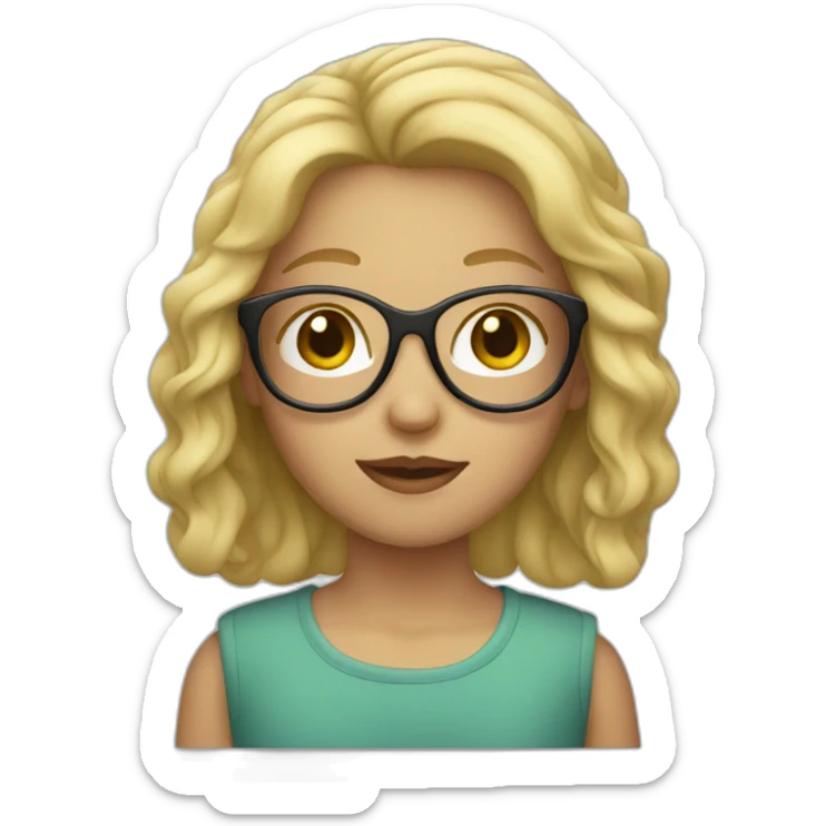 Girl with blond hair and glasses sticker
