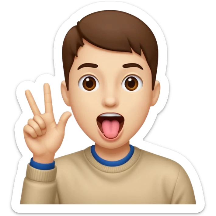 Excited face with hand of to the side sticking its tongue out  sticker