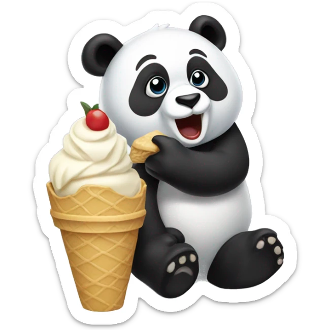 Panda eating ice cream sticker