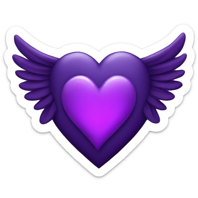 Dark Purple Heart with wings  sticker