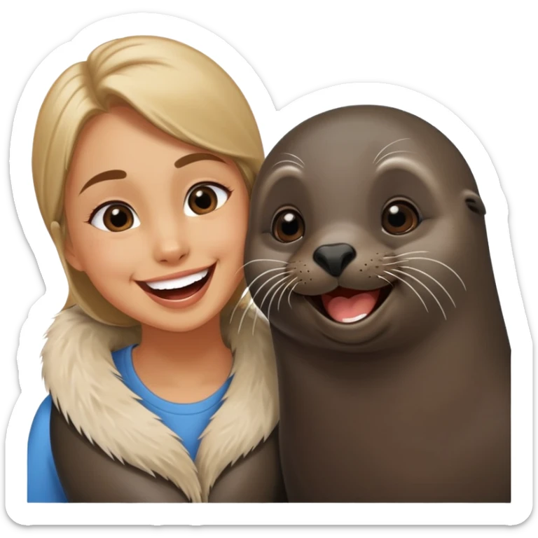 funny fur seal with girl and boyfriend couple sticker