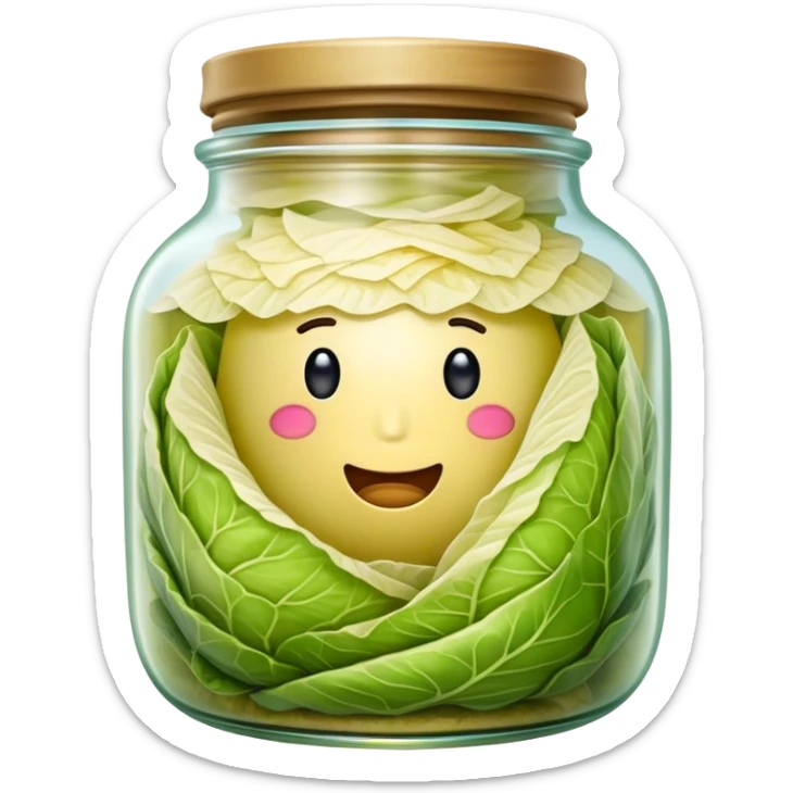 Sauerkraut Cinematic Realistic Sauerkraut Dish Emoji, depicted as tangy fermented cabbage neatly served in a traditional jar, rendered with vibrant textures and crisp, natural lighting. sticker