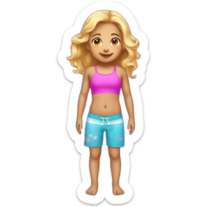 full body little female child light skin tankini cute adorable sweet sticker