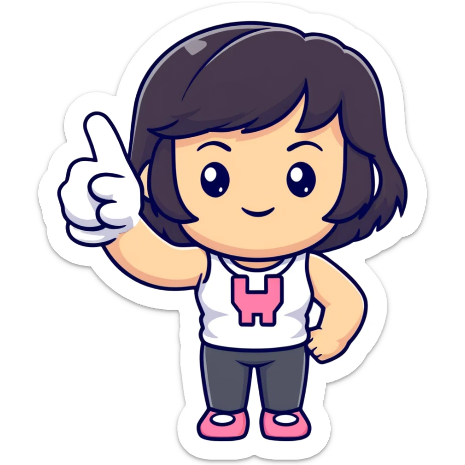 Chunky American girl dark hair middle finger  sticker