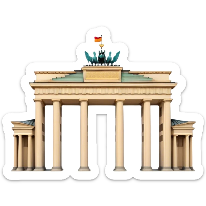 Cinematic Realistic Brandenburg Gate Landmark Emoji, depicted as the iconic neoclassical monument rendered with lifelike detail and dynamic, historic lighting. sticker