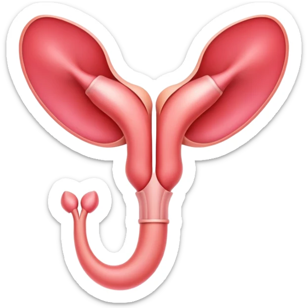A symbolic female reproductive system with ovaries and uterus, abstract medical illustration sticker