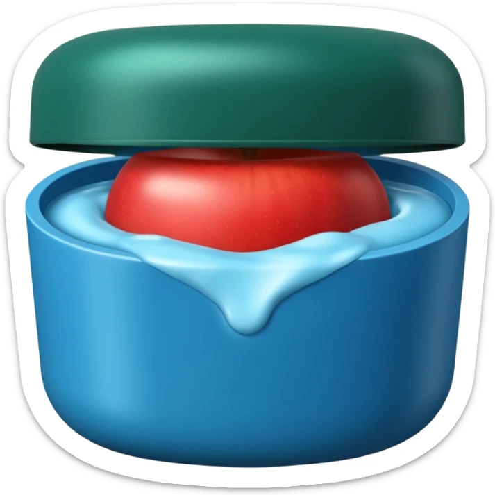 make an apple style emoji of Vicks Vaporub - it should have a dark green lid and a blue tub sticker
