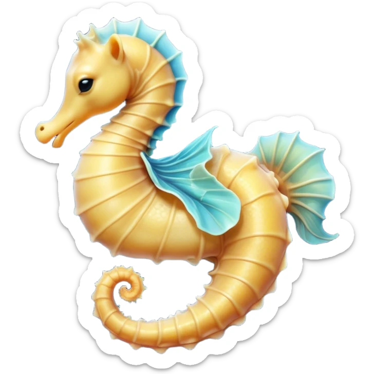 Meme-Worthy Cute Sleeping Sea Horse Portrait Emoji, Head resting peacefully with a contented smile, showcasing a slender, elegantly curved body with a softly coiled tail and eyes gently closed in serene slumber, Simplified yet adorably endearing features, highly detailed, glowing with a soft, drowsy aquatic light, high shine, relaxed and utterly lovable, stylized with an air of playful laziness, soft glowing outline, capturing the essence of a sleeping sea horse that feels destined to become the next viral icon of adorable rest! sticker
