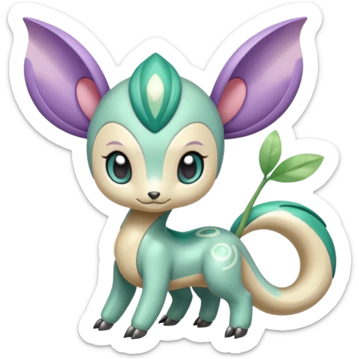 Colorful Smooth Soft Silky Cute Adorable Kawaii Glossy Oriental Stylish Exotic Meloetta-Palkia-Virizion-Stitch-Fakémon-creature-hybrid sticker