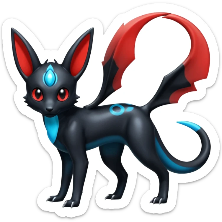 Shiny Aural Umbreon-Amaura-Salandit-Fakémon-fusion (full body) sticker