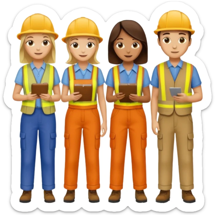 Make a photo of 5 project managers, specificly 3 girls and 2 boys, that are making project for improvment of the vineyard sticker