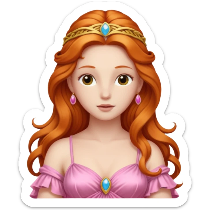 Venus, Love Goddess from Rome Mythology with long ginger hair, pink outfit sticker