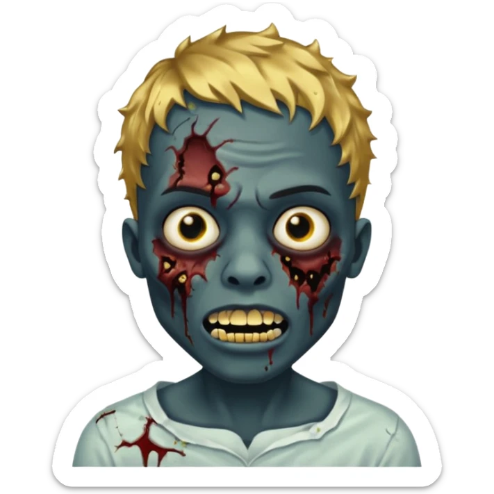 Quero um zumbi com a pele negra,com machucados no rosto (poucos) com dentes de ouro,com cabelos curtos ondulado, igual de iPhone  sticker