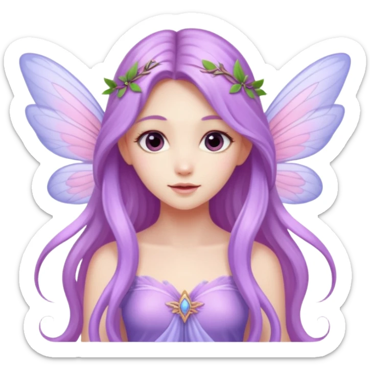 Lilac and pink fairy with wings but you can see her whole body and make her super pretty with long hair  sticker