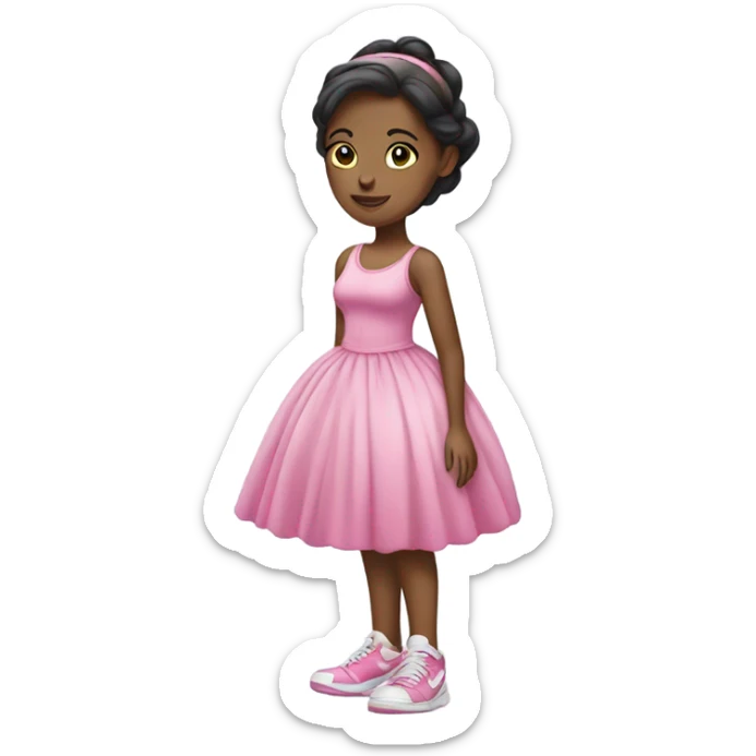 Girl wearing a ball gown with tennis shoes sticker