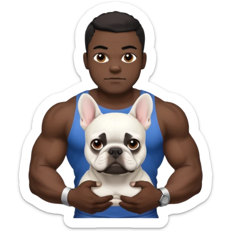 hombre médico de color de tez negro con bulldog francés blancos sticker