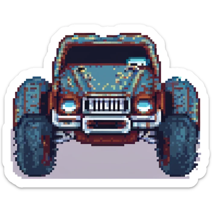 Blaze from Blaze and the Monster Machines as a pixel art emoji, retro video game look sticker