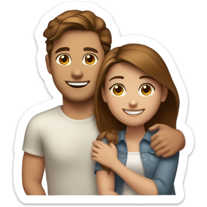 happy girl brown hair with guy friend brown hair indoors sticker