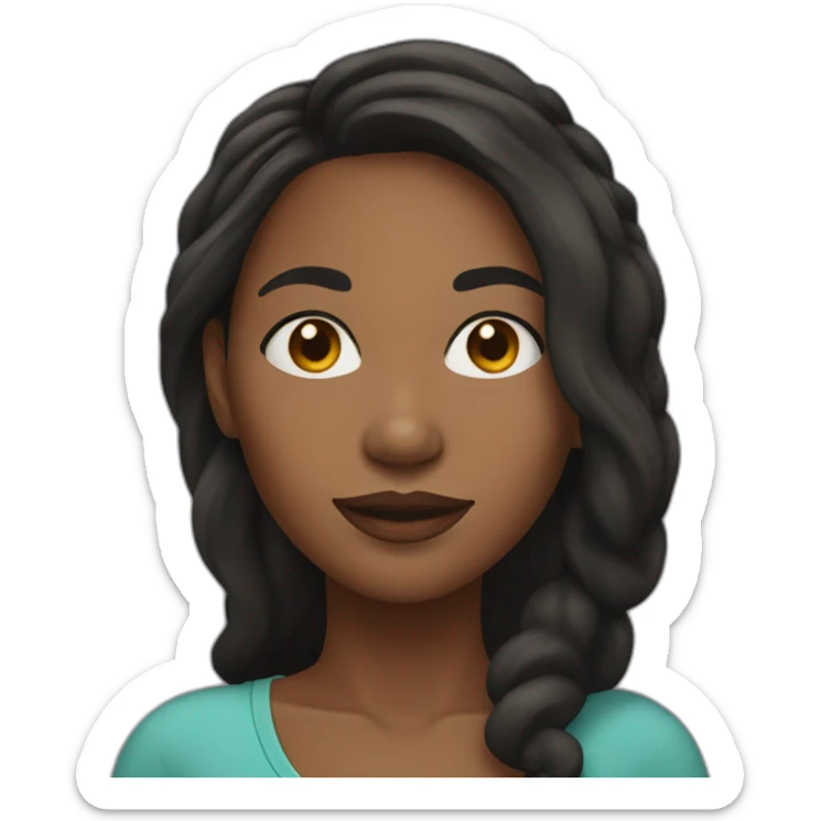 black woman with a round face and long dark hair and hoop earrings sticker