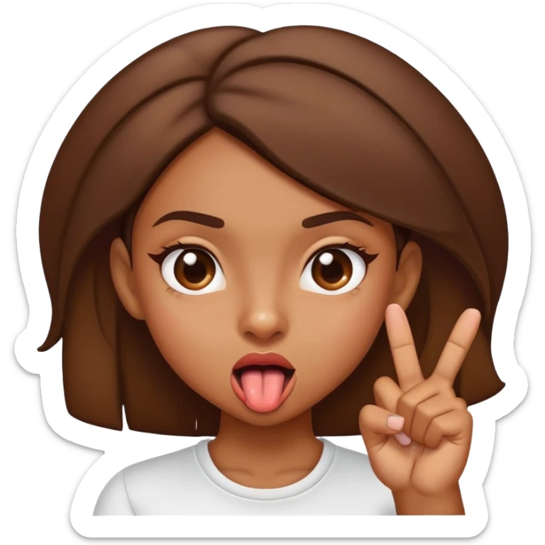brownskin girl with tongue out and index and thumb pinching sticker