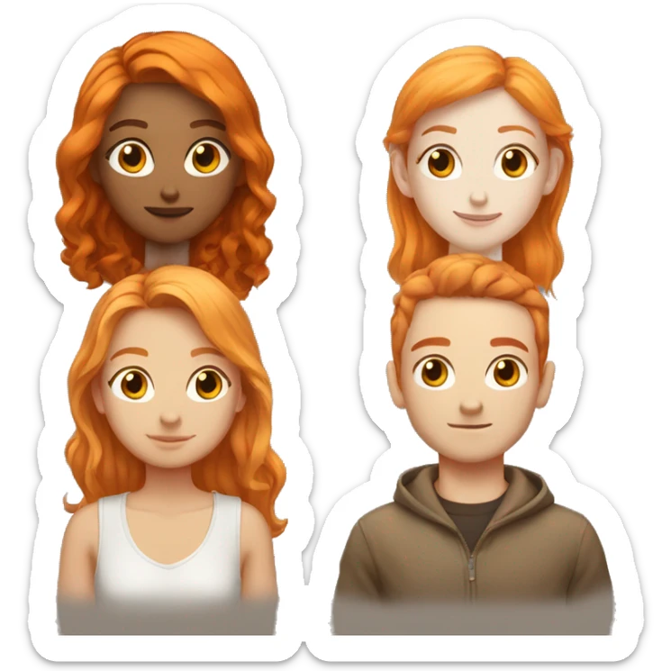 two best friends one with orange hair and pale and one with brown hair and pale sticker