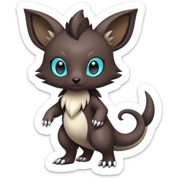 Cute cool colorful dark fantasy animal hybrid Fakemon full body sticker