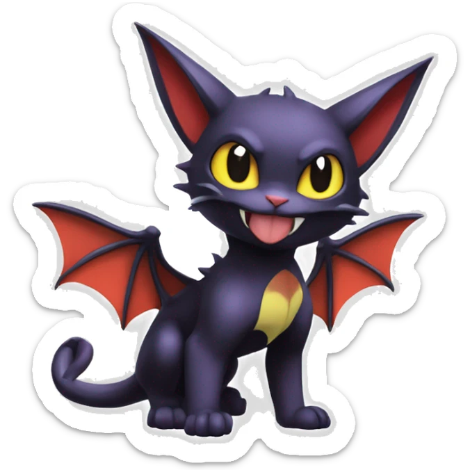 Cool Cute Edgy Chibi Bat-Cat-Noivern-Noibat-Litten-Pokémon-Fakémon-hybrid sticker