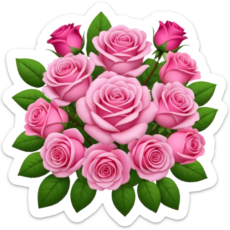 Huge pink flower bouquet with different flowers and pink tones and roses emoji sticker