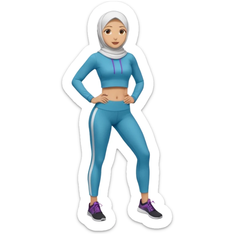 High resolution full body of a girl wearing a hijab and is a fitness trainer sticker