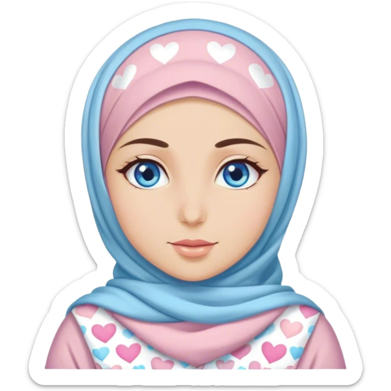 Turkish beautiful finish Konya girl blue eyes with hijab and pastel hearts dress sticker