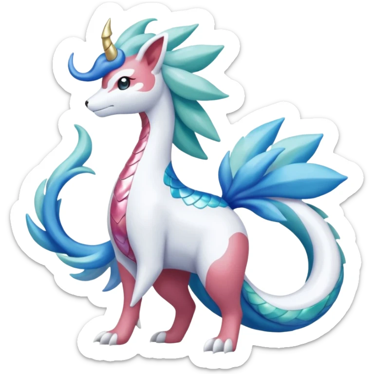 Celestial Magical sparkly shiny glittery Shaymin-Suicune-Milotic-Amaura-Pokémon-Fakémon-fusion, full body sticker