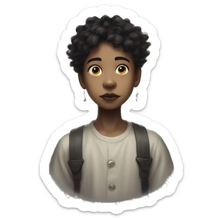 Wholesome streamer in Totoro style, oil paint, black eyes, intricate lips, masterpiece portrait, beautiful, desirable, logical, love, peace, understanding sticker