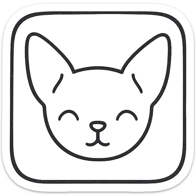 app icon of a sphinx cat face heavily influenced by Mew's cuteness, rounded soft minimal single color no facial features modern and sleek sticker