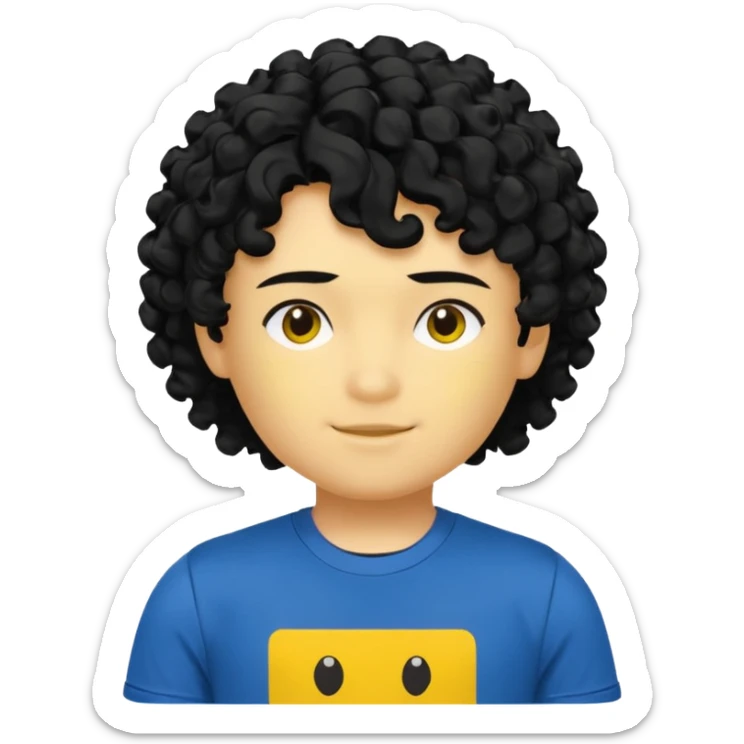 his skin is yellow he has curly hair he is from roblox his name is Shedletsky sticker