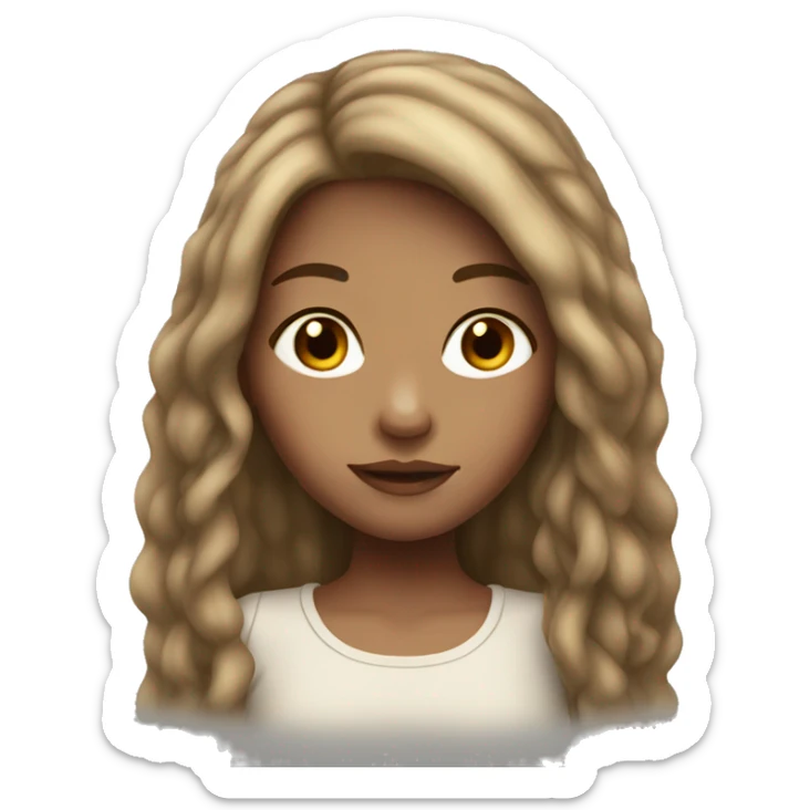 Girl with light Skin and brown Long hair and freckles sticker