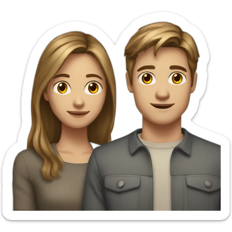 Young couple 20 years old, guy hast brown hair and girl dark blond, both are european sticker