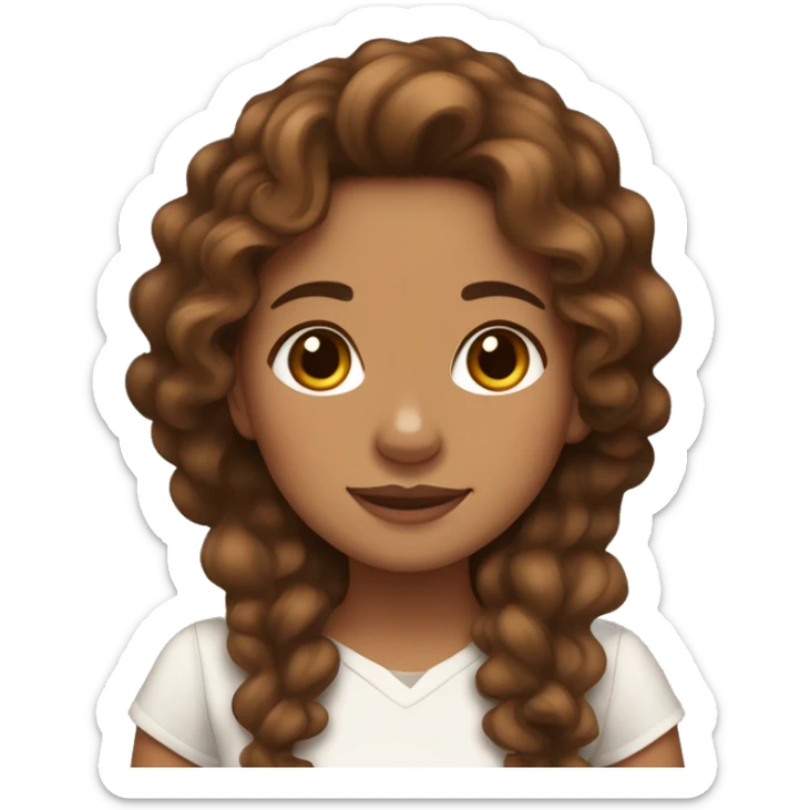 TAN SKIN GIRL WITH LONG BROWN CURLY HAIR AND A CORGI  sticker