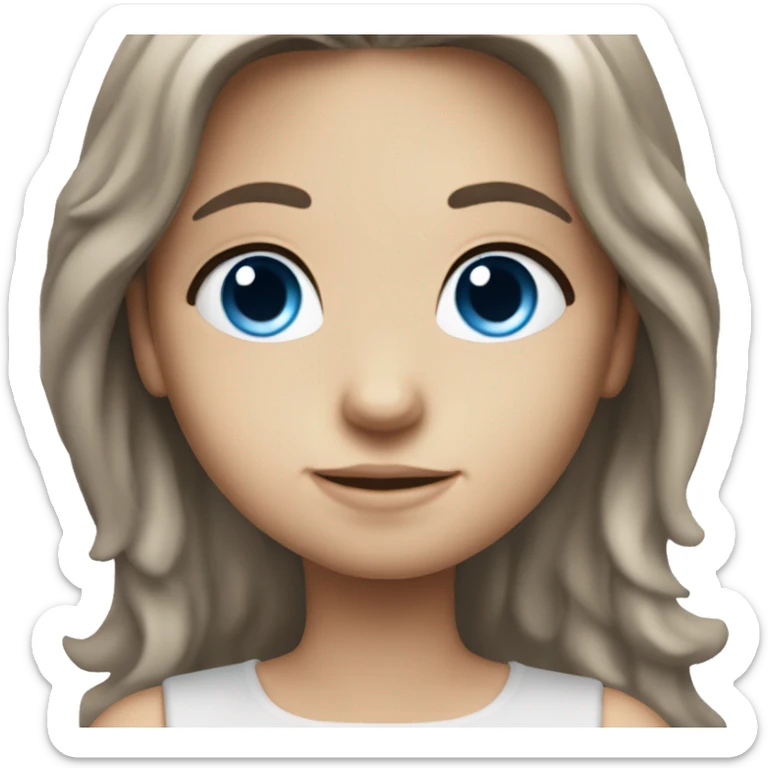 Caucasian brunette angel with long hair, dimples, big blue eyes, halo and wings sticker