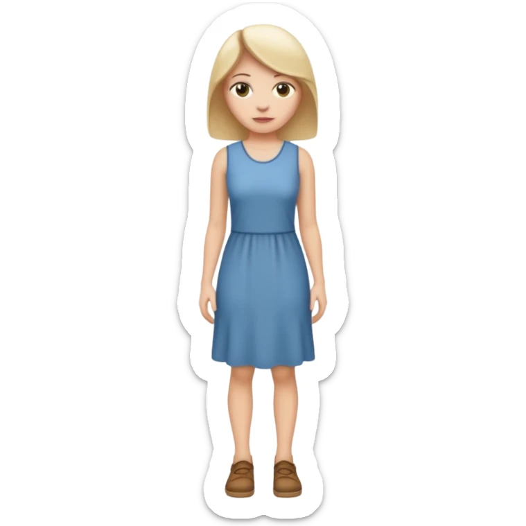 Create me an emoji of a full body white female in a casual dress, looking to her right. sticker