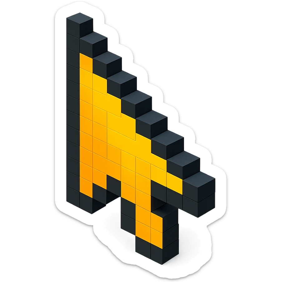 voxel style computer cursor, 3D blocky look sticker