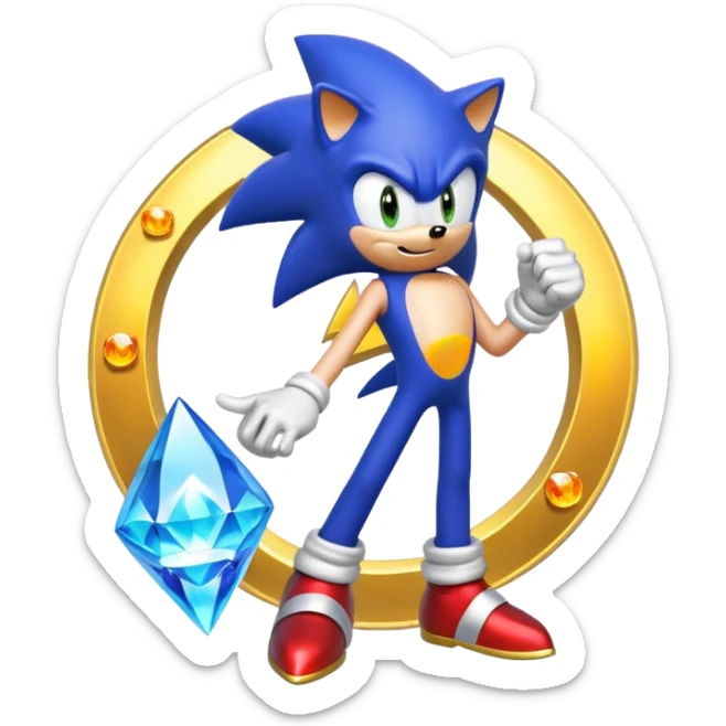 I want Sonic the hedgehog with chaos emeralds with the aura transformation ssj sticker