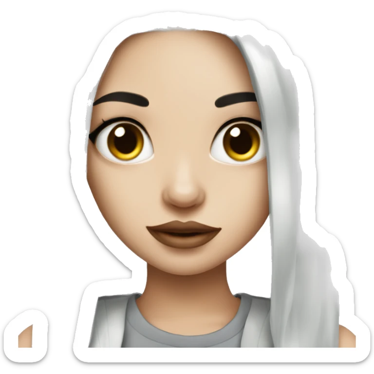 Beautiful girl with white skin, long black hair and tattoos sticker