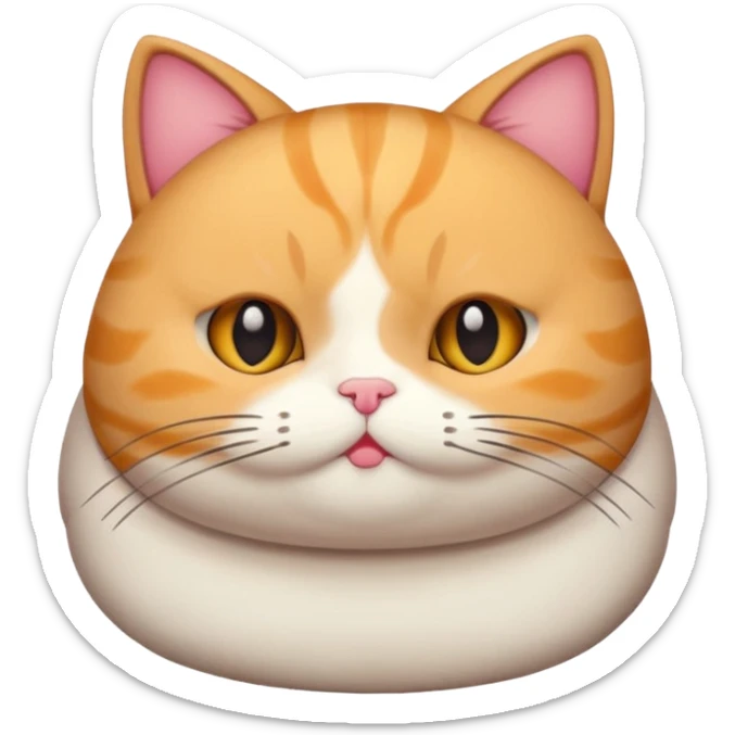 A super chubby, kitschy cat sticker with adorable whiskers and super cute eyes.
 sticker