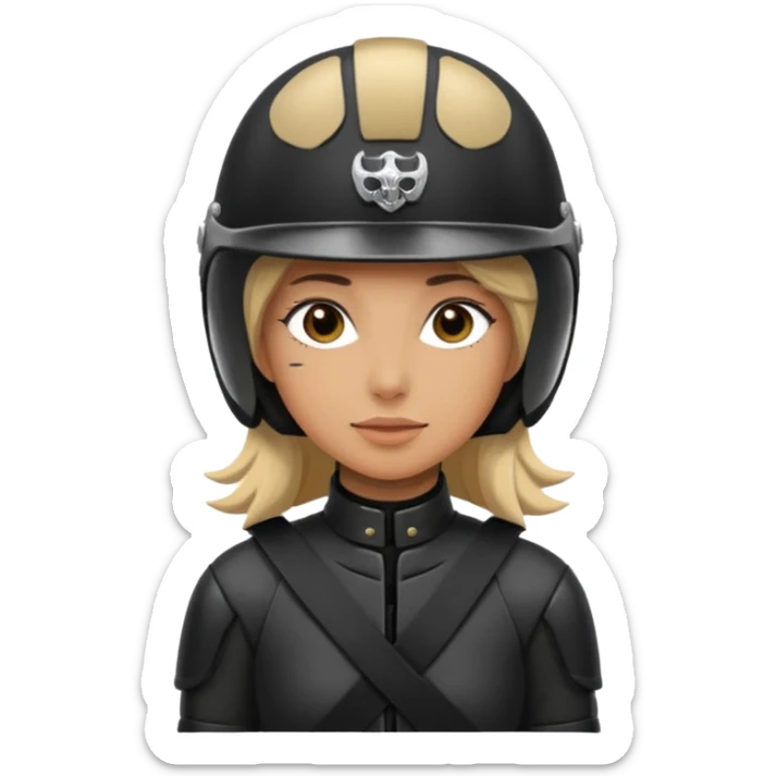 Rider helmet black matte at the back theres ribbon attached for female rider sticker