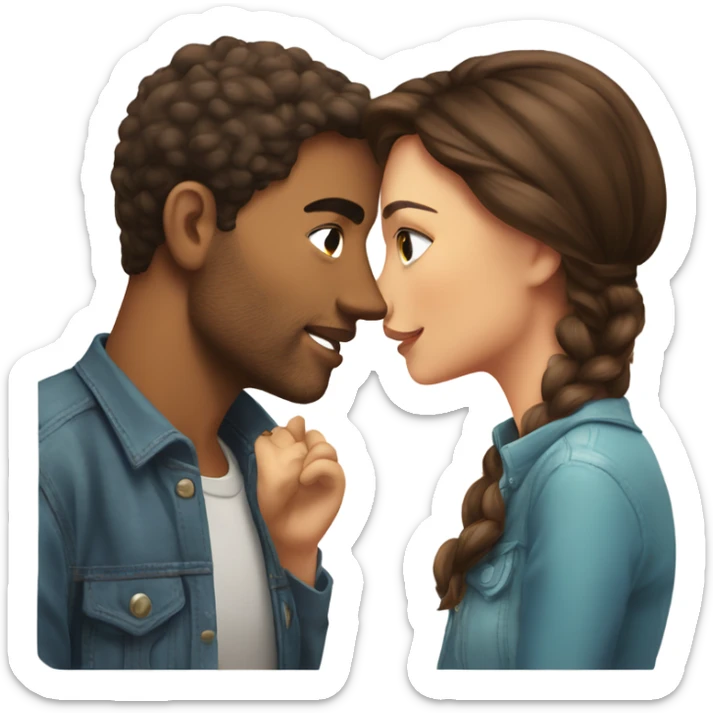 Lovely couple kiss brune girl sticker