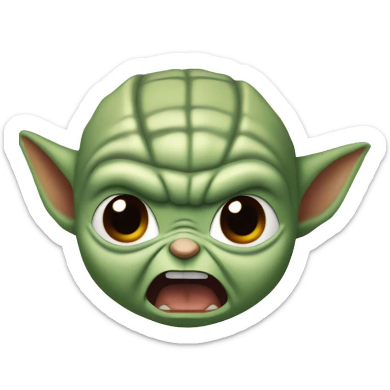 Baby Yoda screams in terrible anger. His whole face is red with rage. sticker